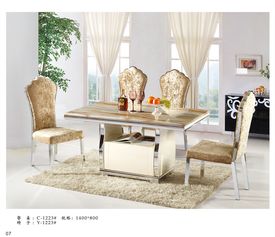 2015年亿昇家私 厂家直销不锈钢大理石板木家具餐桌椅高清图集及武侯区兴成装饰五金加工厂合作解析